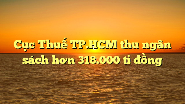  Cục Thuế TP.HCM thu ngân sách hơn 318.000 tỉ đồng