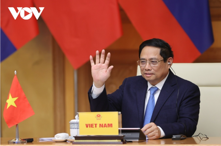 Thủ tướng Phạm Minh Chính tham dự Hội nghị cấp cao Hợp tác Mekong – Lan Thương theo hình thức trực tuyến.
